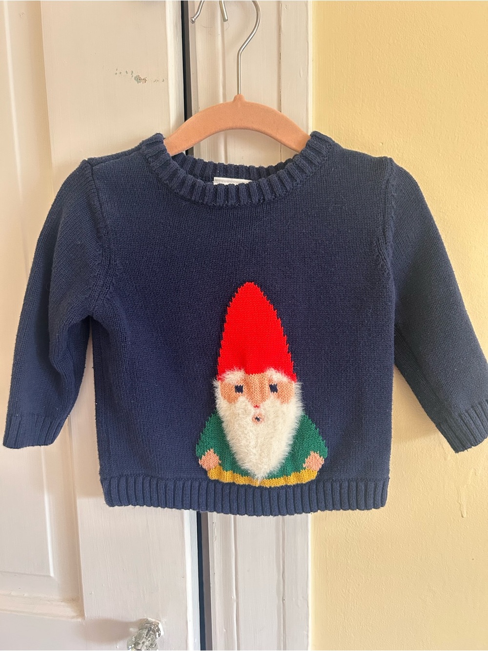 Hanna Andersson Gnome navy knit sweater 6-12 months